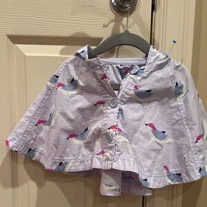 GAP Lavender Bird Print Cape Jacket with Pink & Blue Accents